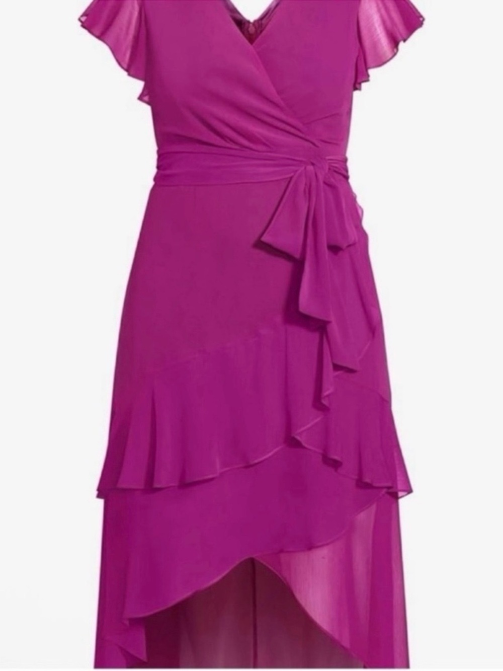 NWT City Chic Size Plus High Low Size XL Magenta Flirty Tiere Maxi Dress - Picture 5 of 11